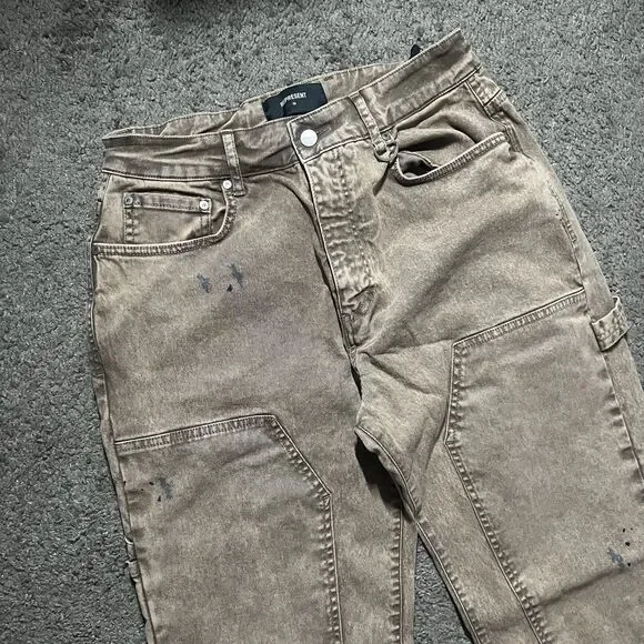 Distressed Represent Mens Double Knee Tapered Carpenter Pant Vintage Black 30x32